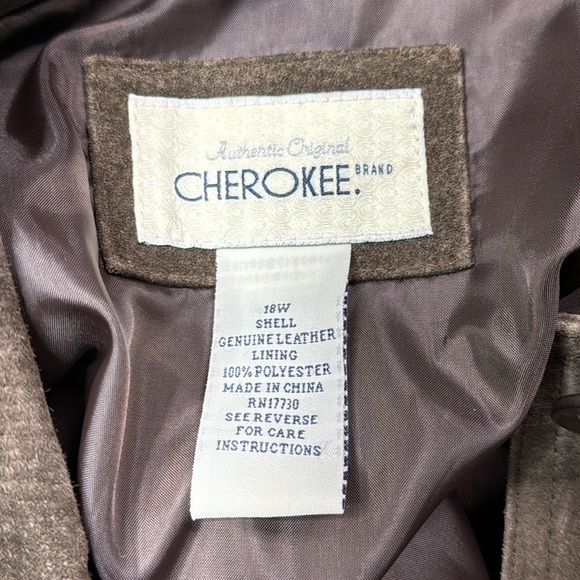 Vintage Cherokee Brown Leather Button Front Jacket Size 18W 90s - Picture 7 of 10